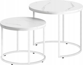 Dohányzóasztal kerek szett 2db-os márvány lábak fehér