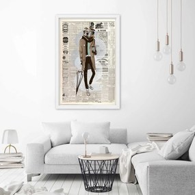Gario Poszter Absztrakt bulldog egy újság hátterén A keret színe: Keret nélkül, Méret: 40 x 60 cm