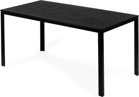 Kerti asztal, MultiGarden SAK-156, fekete, 156 x 78 cm, 6 személyes, magasság: 74 cm, fahatású műanyag asztallap, porszórt acél váz, teherbírás: 150 kg
