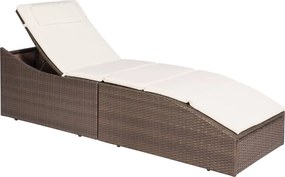 vidaXL barna polyrattan napozóágy párnával