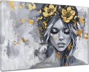 Vászonkép 70x50 Nő Absztrakt Arany Virág
