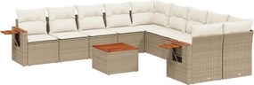 vidaXL 11 részes bézs polyrattan kerti ülőgarnitúra párnákkal