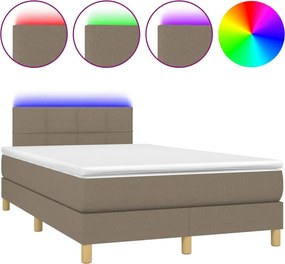 vidaXL tópszínű szövet rugós és LED-es ágy matraccal 120 x 200 cm