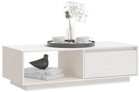 Fehér tömör fenyőfa dohányzóasztal 110 x 50 x 33,5 cm