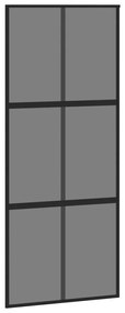 Fekete edzett üveg és alumínium tolóajtó 90 x 205 cm
