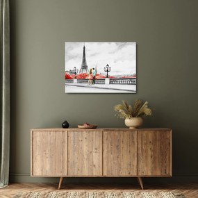 Kép - szerelmesek Párizsban (üvegen) (70x50 cm)