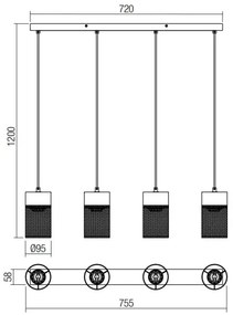 Redo 01-3143 - Csillár zsinóron STEM 4xE27/42W/230V