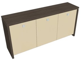 Verno alacsony szekrény 188 x 46 x 90 cm, üvegajtó, antracit tölgy / vanília