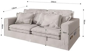 Krémszínű kanapé 236 cm Nora – Ropez