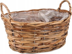 Természetes Ovális Rattan Kosár Virágtartókkal 32x21x14/19 cm