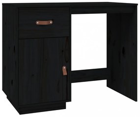 fekete tömör fenyőfa íróasztal szekrényekkel 135 x 50 x 75 cm