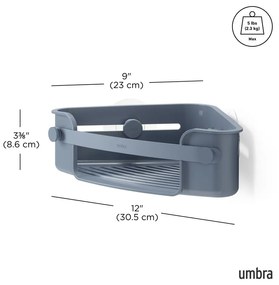 Kék öntapadós újrahasznosított műanyag fürdőszobai sarokpolc Flex – Umbra