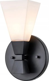 Fali lámpa matt fekete üveg fehér hálószoba lámpabúra IP44 Elstead