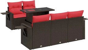 vidaXL 6 részes barna polyrattan akácfa kerti ülőgarnitúra párnákkal