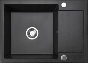 Gránit mosogató egymedencés mosogató csepegtetővel Cordeo 70 Fekete