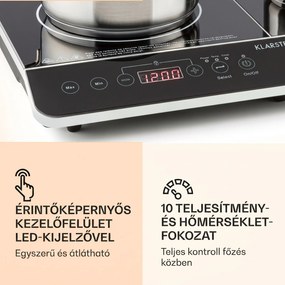 Klarstein Varicook Slim, indukciós főzőlap, 3500 W, 240 °C, 2 főzőlap, időzítő, érintős
