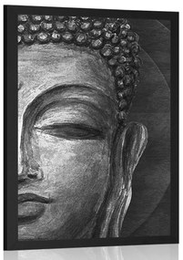 Poszter Buddha arc fekete fehérben
