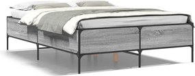vidaXL szürke sonoma szerelt fa és fém ágykeret 150 x 200 cm