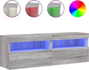 vidaXL 2 db szürke sonoma fali TV-szekrény LED-ekkel 60x30x40 cm