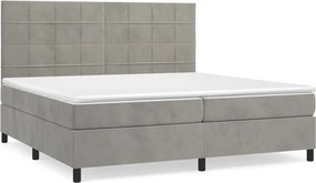 vidaXL világosszürke bársony rugós ágy matraccal 200x200 cm