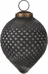 Fekete, háromszög alakú üveg karácsonyi gömb gyémánt felülettel