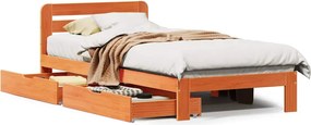 vidaXL viaszbarna tömör fenyőfa ágy matrac nélkül 75 x 190 cm