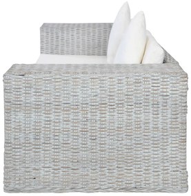 szürke 2 részes természetes rattan kanapészett párnákkal