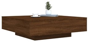 barna tölgyszínű dohányzóasztal LED-lámpákkal 100 x 100 x 31 cm