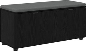 vidaXL Előtér pad Fekete Tölgy 100 x 38 x 46 cm Műanyag Fa és Szövet