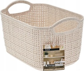 Kosár Tároló doboz Bézs Áttört fogantyúval 24x16xh14 cm