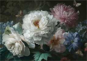 Fotótapéta Virágok Bazsarózsa Fekete Háttér Falra Hálószoba Nappali 400x280