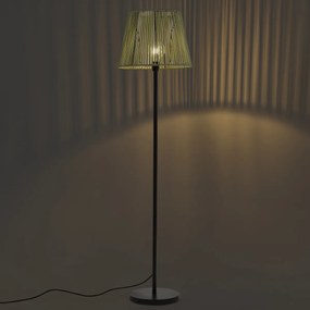 Kültéri állólámpa fekete, zöld kötélárnyékolóval IP44 - Virginia Jayla