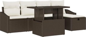 vidaXL Kerti Kanapé Szett párnával tárolóval 6 pcs Barna Poli rattan