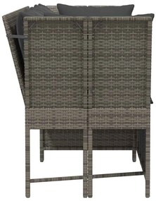 Szürke polyrattan kerti kanapé párnákkal