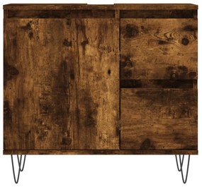 Füstös tölgy színű szerelt fa fürdőszobaszekrény 65 x33x60 cm