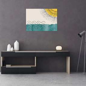 Üveg kép - Absztrakt festmény a strandról N⁰1 (70x50 cm)