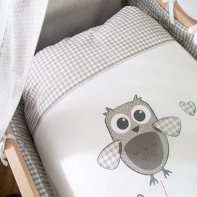 Natúr színű bükkfa gurulós-baldachinos bölcső 40x90 cm Adam and Owl – Roba