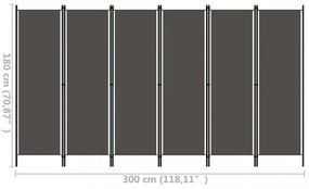 antracitszürke 6 paneles paraván 300 x 180 cm