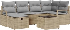 vidaXL Kanapé Szett párnával 7 pcs Beige és Világosszürke polirattan