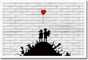 Poszterek keretben 60x40 Banksy Hegyi fegyver léggömb