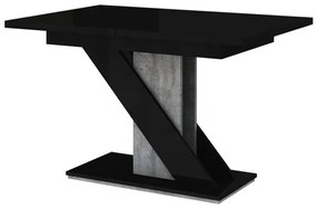 Asztal Goodyear 105Beton, Fényes fekete, 76x80x120cm, Hosszabbíthatóság, Laminált forgácslap, Laminált forgácslap
