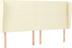 krémszínű műbőr fejtámla szárnyakkal 163x23x118/128 cm