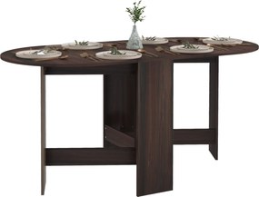 HOMCOM Összecsukható Étkezőasztal, Helytakarékos Összecsukható Íróasztal 2 Ovális Lappal 6 Fő Részére, Süllyeszthető Konyhai Asztal, Ideális Nappaliba