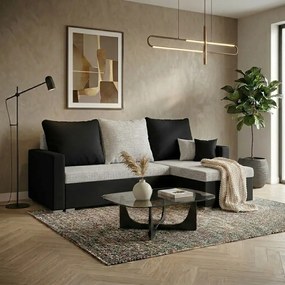 MADRIT ággyá alakítható sarokkanapé Ezüst/fekete