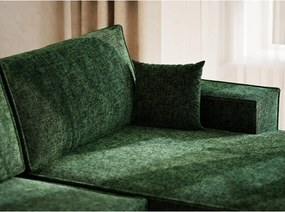 Sötétzöld zsenília kinyitható-tárolóhelyes sarokkanapé (U alakú) Kyoto – Maison de Rêve