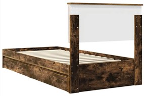 vidaXL Tárolós Ágy fejtámlával Füstölt tölgy 75 x 190 cm Faanyag