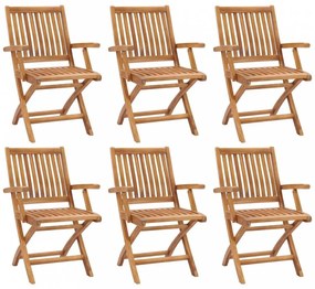 6 db összecsukható tömör tíkfa kerti szék
