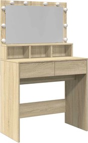 vidaXL sonoma tölgy színű fésülködőasztal LED-del 80 x 41 x 134,5 cm