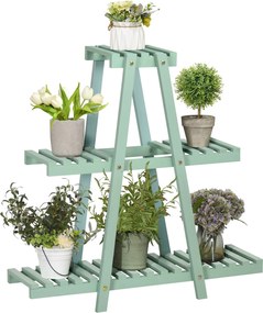 Outsunny 3-szintes Virágtartó, 76cm Magas Virágtartó Belső és Külső Használatra, Fából Készült Virágtartó Polc, Több szintes Virágtartó a Nappaliba, K