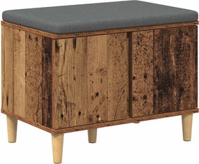 vidaXL Előtér pad ajtóval Öreg fa 60 x 38 x 46 cm Műanyag Fa és Szövet